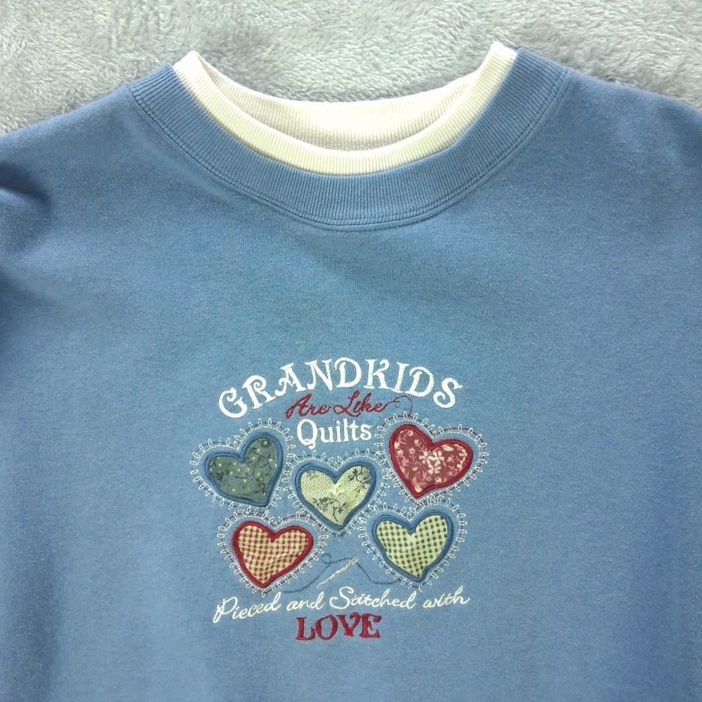 MC Sportswear Womens Grandma Graphic Crewneck Sweatshirt Blue Large Grandmacore